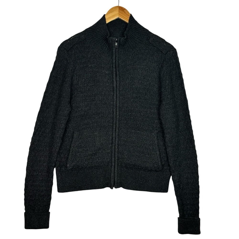 Banana Republic Mens Wool Blend Full Zip Cardigan Sweater Jacket M Charcoal NWT